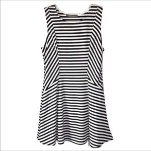 Finn & Clover Black White Striped Fit & Flare Skater Dress Large